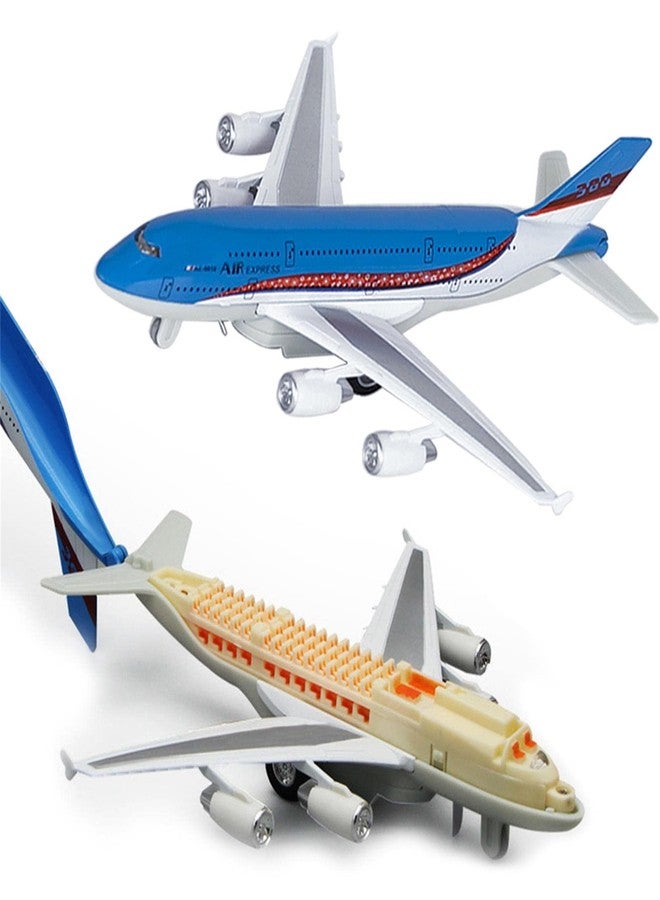 Crelloci Airplane Toys, Bump and Go Action, Pull Back Die Cast Model Plane with Lights & Sounds, 3D Anatomy View, Aircraft Vehicles Gift for Kids Toddler Boys Ages 3+(Blue) - Image 1